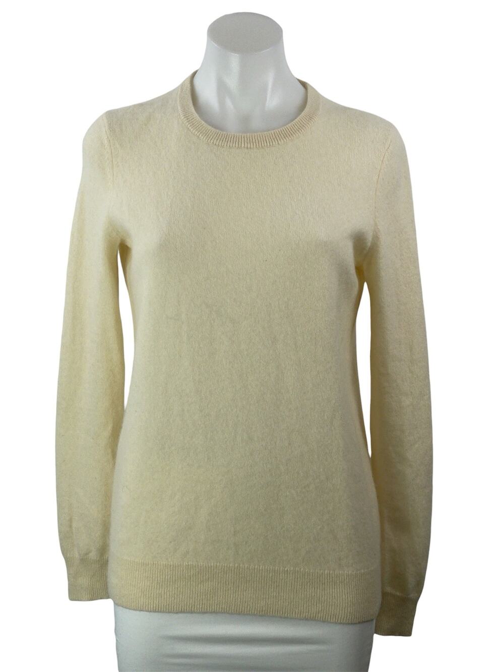 C By Bloomingdale Women's Yellow 100% Cashmere Crew Neck Sweater Top Size M